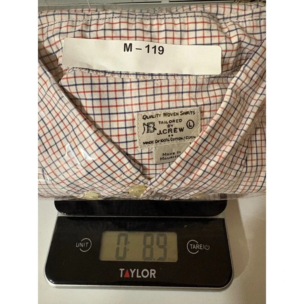 J. Crew Tailored‎ Fit Button Down Shirt Red Blue Check Men's Long Sleeve Cotton